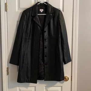 3/4 length leather coat